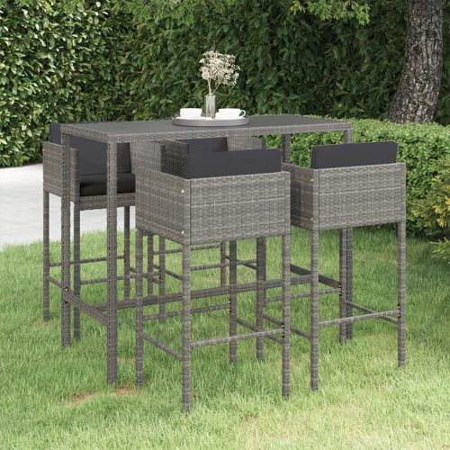 Latitude Run® Patio Bar Set Outdoor Bistro Set Bar Stool Bistro Table Poly Rattan Wayfair